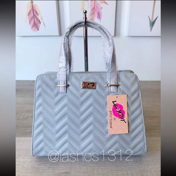 BETSEY JOHNSON Bag Naomi Quilted Satchel - Blue Chevron LBNAOMI - Picture 2 of 8